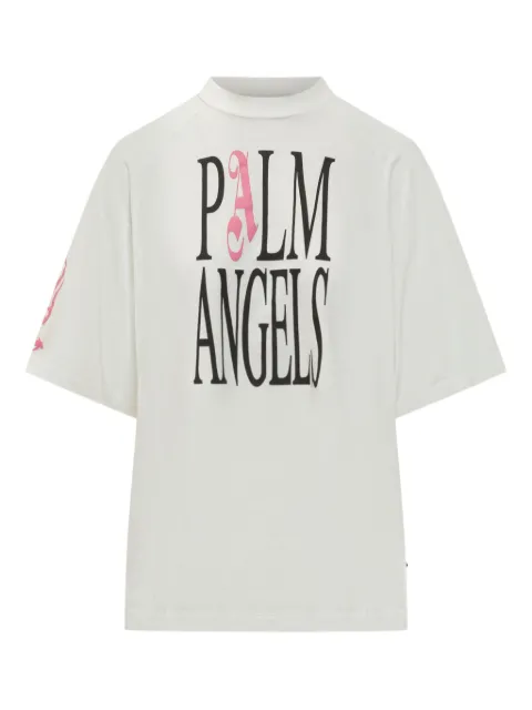 Palm Angels flame-print loose tee White PWAA07EF25JER0010384