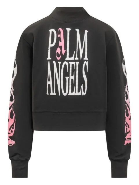 Palm Angels flame-print long-sleeve sweatshirt Black PWBA016F25FLE003