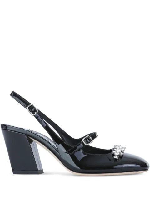 Jimmy Choo 85mm Belinda crystal-embellished slingback pumps Black BELINDASB70PAT010003