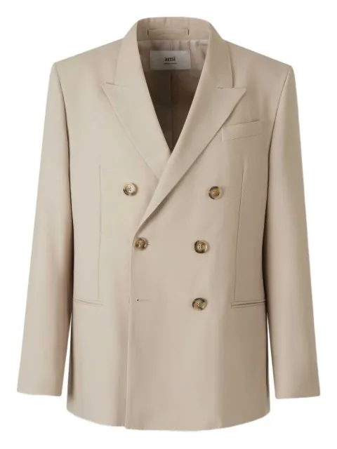 AMI Paris double-breasted wool blazer Neutrals HBV006WV0066LIGHTWOOLTWILL