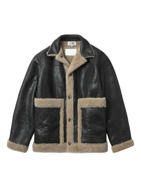 MM6 Maison Margiela lambskin shearling-panel jacket Black SH0AM0063M07010