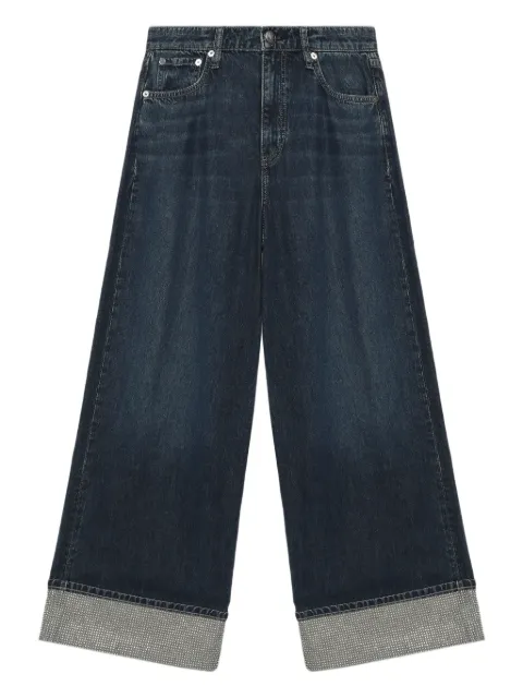 rag & bone Sofie embellished-cuf wide-leg jeans Blue WDD25P1010RGDJ