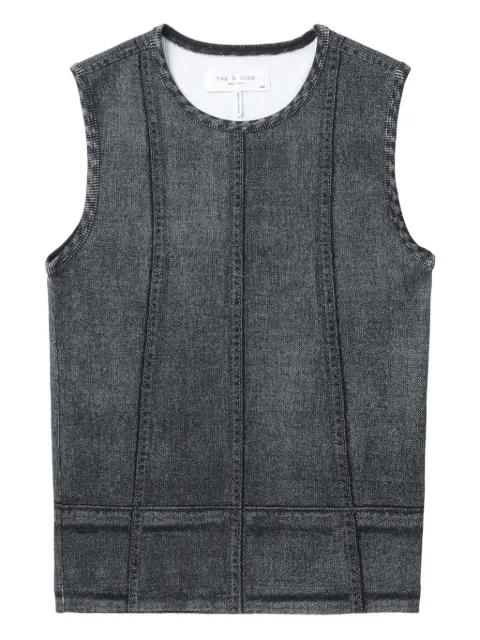 rag & bone denim-print panelled tank top Black WCW25PA0030203