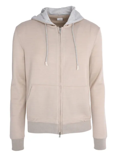 Eleventy zip-up long-sleeve hooded jacket Neutrals L75FELL01TES0L303