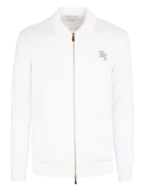 Eleventy zip-up collared shirt jacket White L75FELL37FEL26005