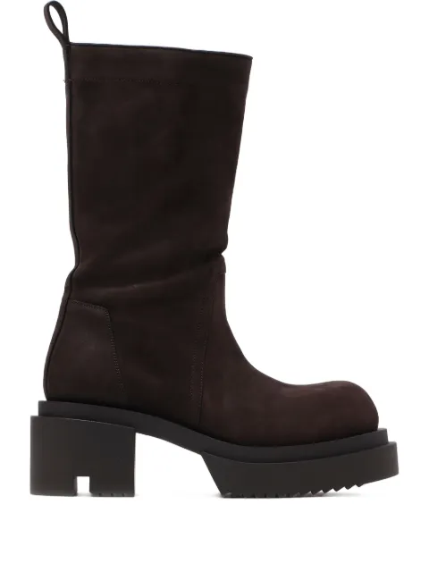 Rick Owens 60mm Bogun platform combat boots Brown RP02E4834LWN