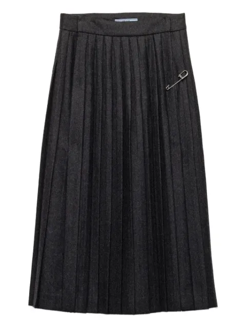 Prada pleated safety-pin midi skirt Grey P118ZSOOO11GZ
