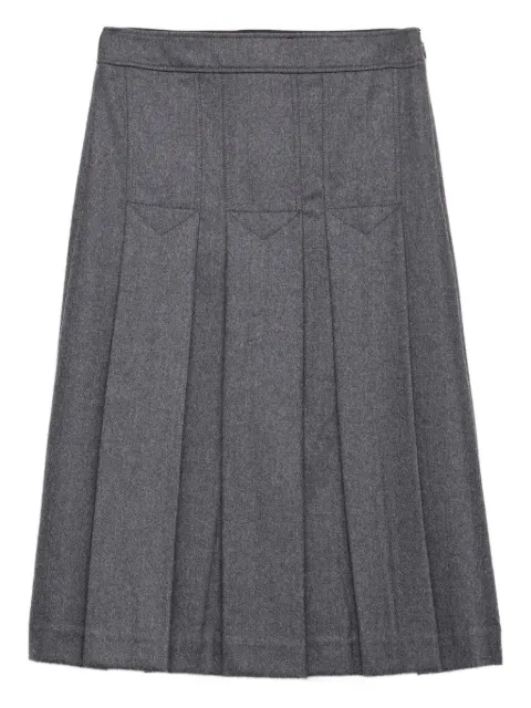 Prada pleated flannel midi skirt Grey P109ZGSOOO11GZ