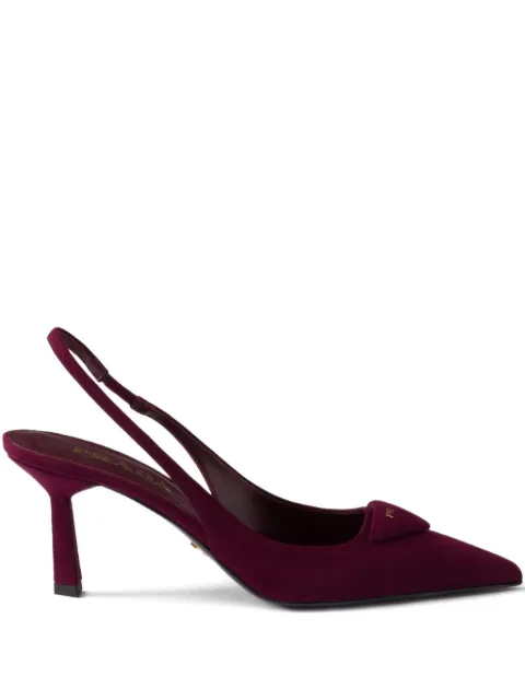 Prada 75mm slingback triangle-logo pumps Red 1I901MFDD75008