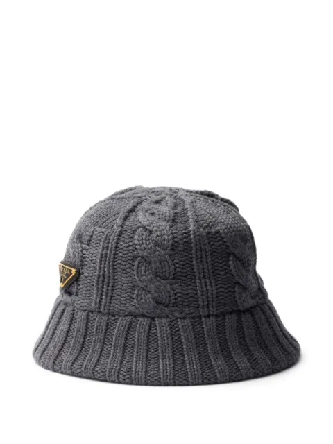 Prada cable-knit logo bucket hat Grey 1HC3382CNW