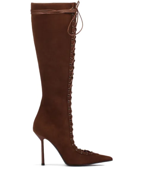 Le Silla 100mm Colette lace-up suede boots Brown 4251B090MBPPVEP