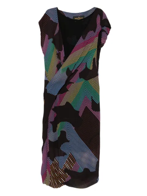 Vivienne Westwood Pre-Owned 2017-2018 geometric-pattern wrap dress Black VW600MP