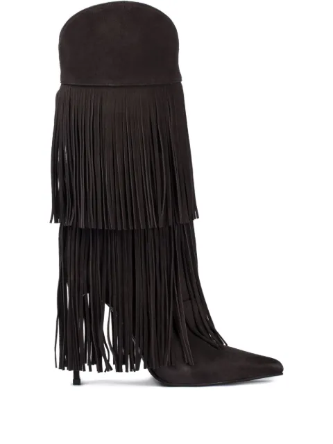 Le Silla 120mm Andy layered-fringe cowboy boots Brown 2262E100RCPPPOW