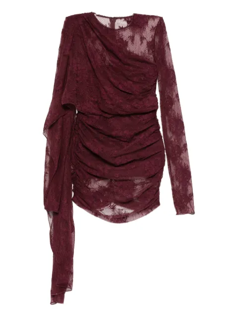 THE ANDAMANE lace-panel draped dress Red TM180120ATJC082380
