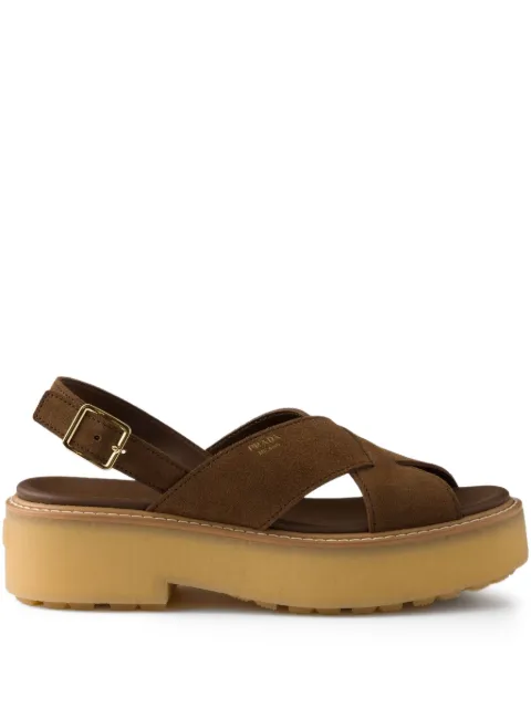Prada buckle-strap suede sandals Brown 1X229OF055054
