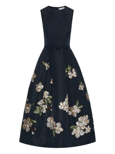Oscar de la Renta sequin-embellished floral midi dress Blue 25FE630PFANAV