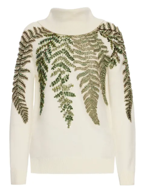Oscar de la Renta crystal-embellished turtleneck sweater Neutrals 25FE104FRCIVR