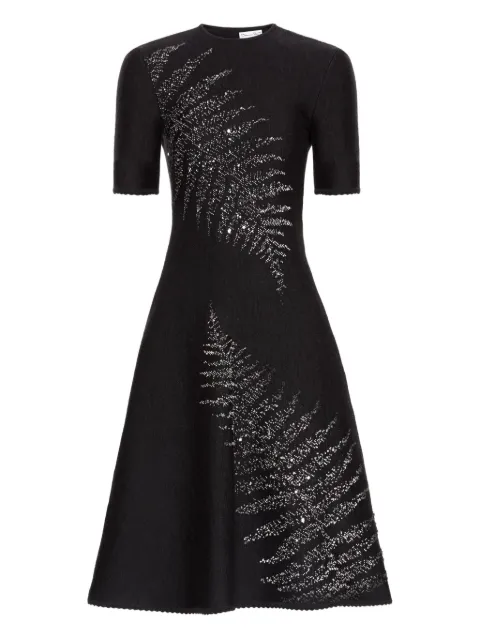 Oscar de la Renta fern-embroidered knit dress Black 25FN112TEFCHA