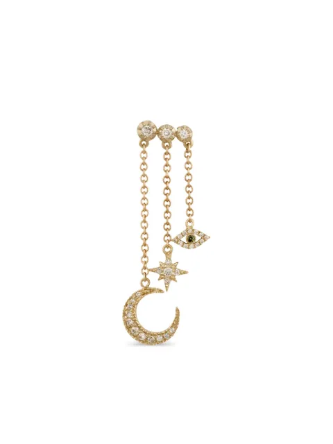 Jacquie Aiche 14CT yellow gold Crescent Moon Star diamond earring Gold 2504022