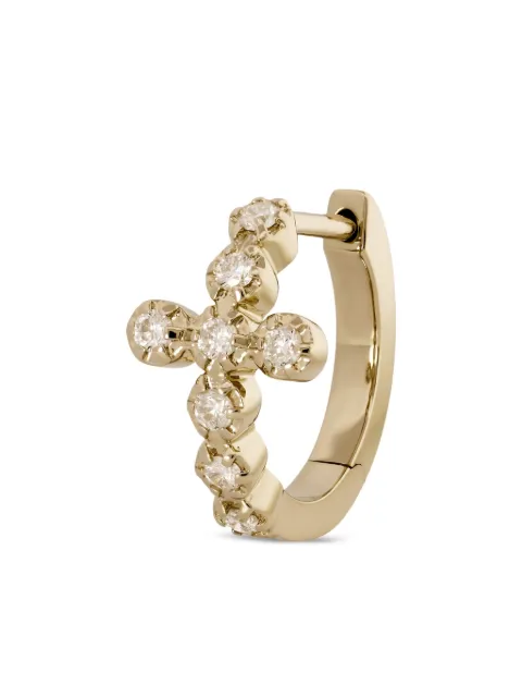 Jacquie Aiche 14CT yellow gold Cross diamond hoop earring Gold CROSSHOOP