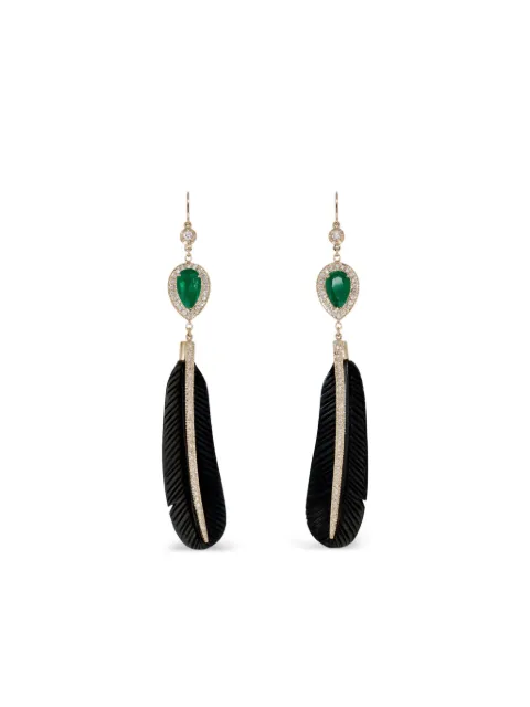 Jacquie Aiche 14CT yellow gold Sophia diamond emerald earrings Gold 2503034