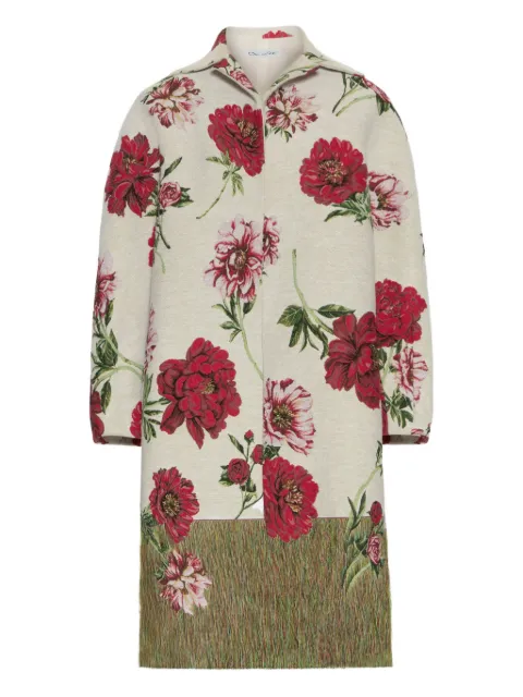 Oscar de la Renta Peony Unraveled jacquard coat Neutrals 25FN8033PUJECM