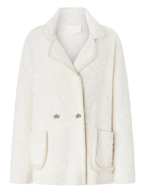 Genny embellished double-breasted jacket White 79AAF842CMX46