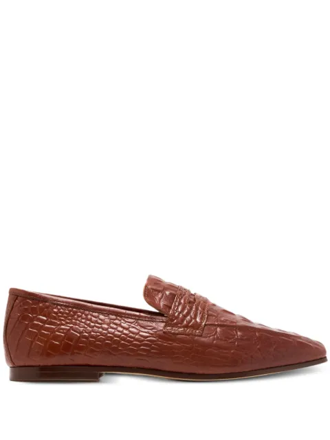 Sophique Milano crocodile-embossed penny-strap loafers Brown ESSENZIALECROC