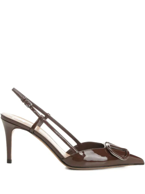 Valentino Garavani VLogo signature patent leather slingback pump 80mm Brown WS0R01TMK