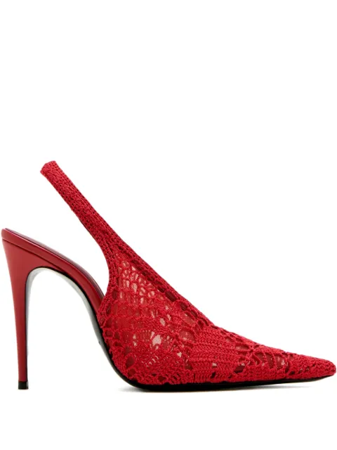 Magda Butrym 105mm crochet-knit slingback pumps Red 523725