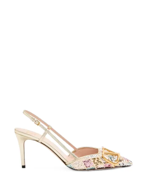 Valentino Garavani VLogo Signature slingbacks décolleté with Rhombelle embroidery 80mm Neutrals WS0R01JKA