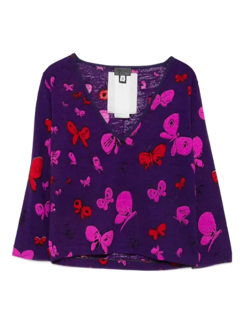 Versace Pre-Owned 2000s butterfly-patterned wool sweater Purple VE250MH