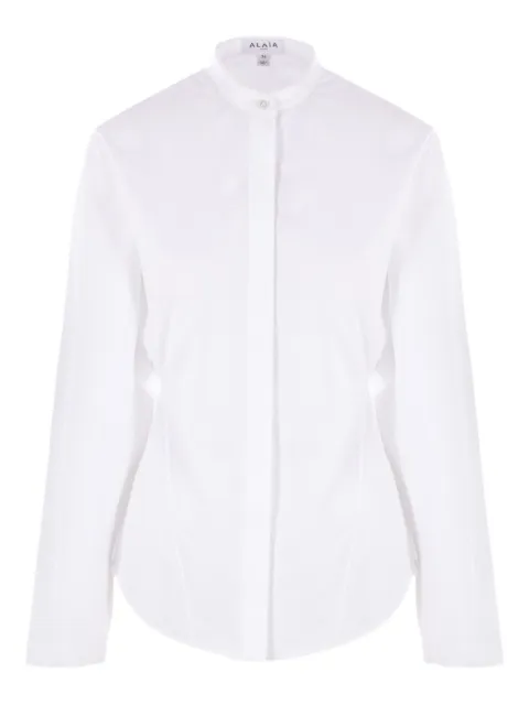 Alaïa mandarin-collar cinched-waist shirt White AA9C0988T611B000