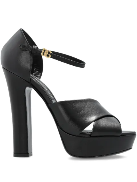 Dolce & Gabbana crossover platform leather sandals Black CR1885A5738