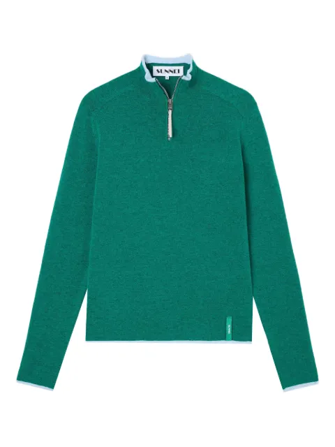 Sunnei half-zipped long-sleeve sweater Green RTWXKNW022KNT047