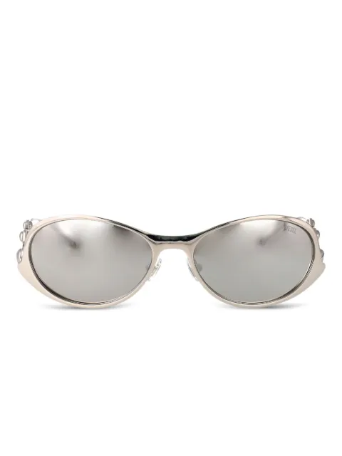 Diesel oval-frame embellished sunglasses Gold 0DL1014