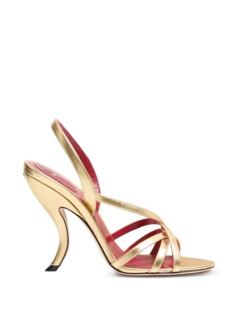 Valentino Garavani Fetishique sandals in laminated nappa 105mm Gold WS0NC6MNN