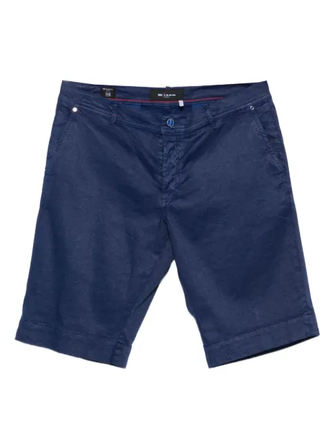 Kiton button-fastening linen-blend shorts Blue UPNJSBK0603
