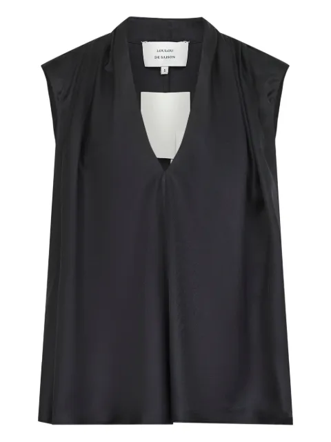LouLou de Saison Sade V-neck sleeveless top Black SADEBLACK