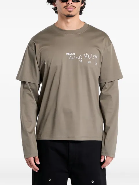 HELIOT EMIL logo-print T-shirt Brown PREAW25M09146DST19
