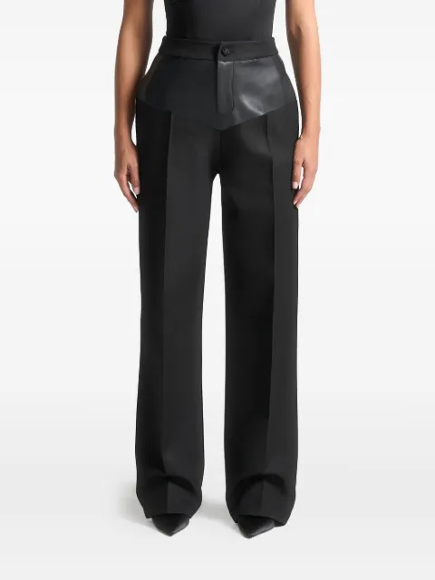 Manière De Voir Blanche leather panel tailored trousers Black WMN3993