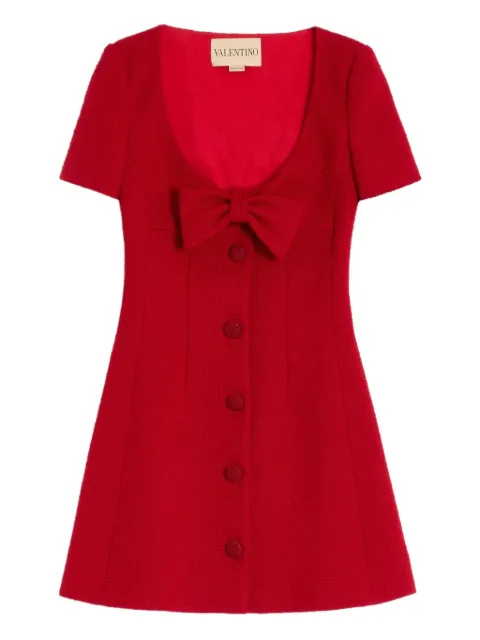 Valentino Garavani short dress in plain wool tweed Red BVAH3090Y