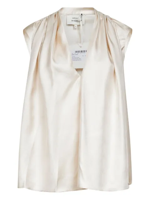 LouLou de Saison Sade draped silk top Neutrals SADEIVORY