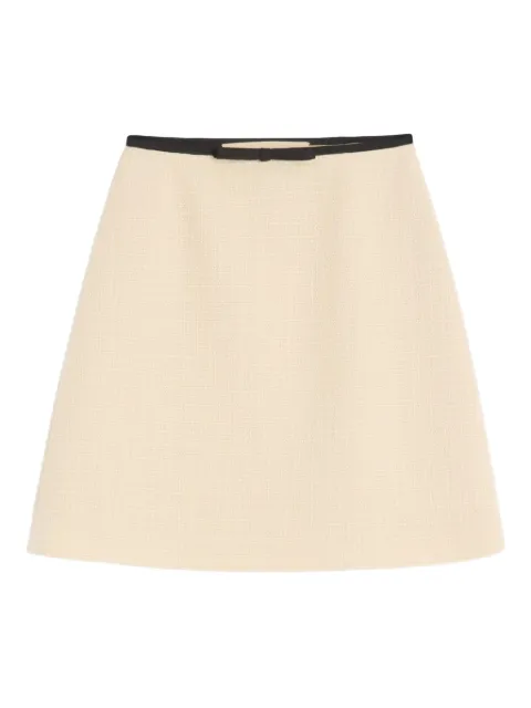 Valentino Garavani plain wool tweed short skirt Neutrals BRAEB090Y