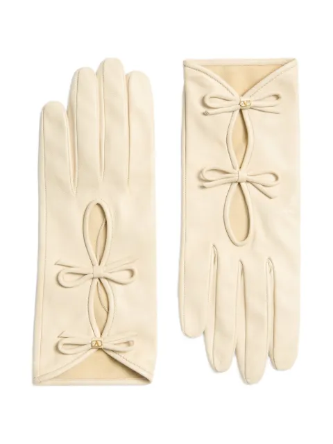 Valentino Garavani VLogo Signature nappa-leather gloves with bows Neutrals WGDA42CZV