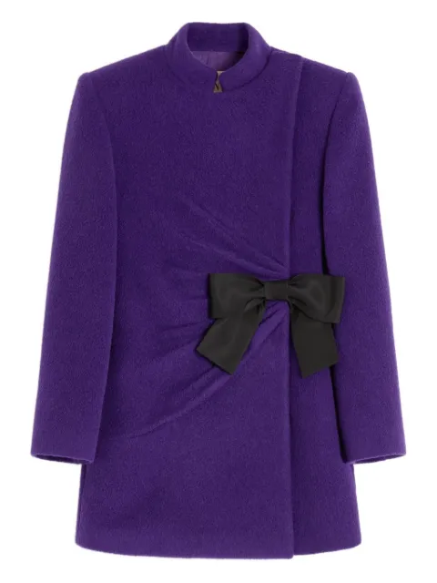 Valentino Garavani bow-detail velour peacoat Purple BCJ8059T1