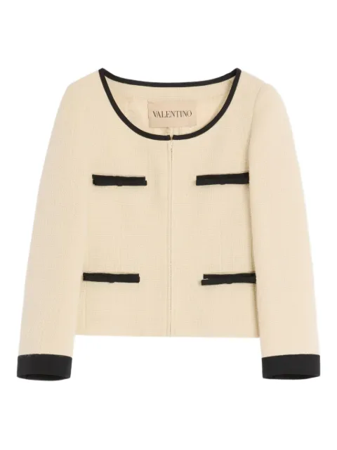 Valentino Garavani bow-detail tweed jacket Neutrals BCE4T590Y