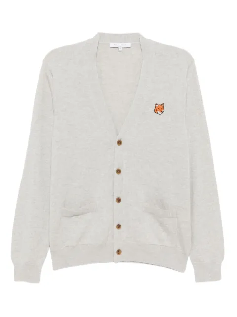 Maison Kitsuné bold fox head patch cardigan Grey PM00501KT1181