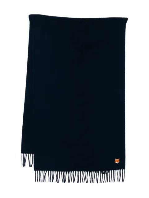Maison Kitsuné logo-embroidered wool scarf Blue PM06201WB0044