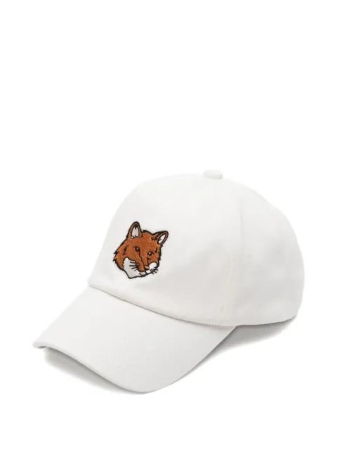Maison Kitsuné fox-head-embroidered cap hat White PM06100WW0096